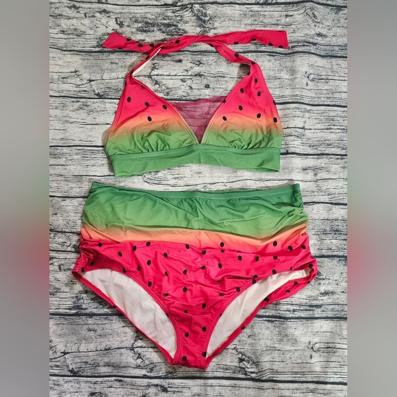 ⚘️RARE HTF Unique Vintage Watermelon Swimsuit 4x Bottom 2x Top - Picture 1 of 11